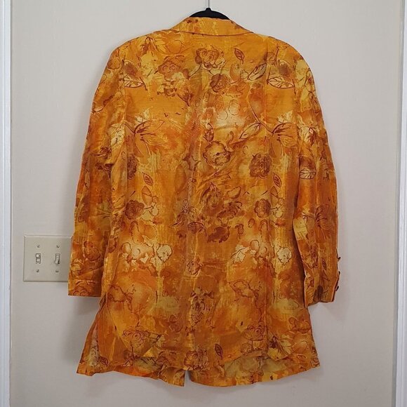 Givenchy Blended Linen Floral Tiger Orange Coat - Picture 9 of 9